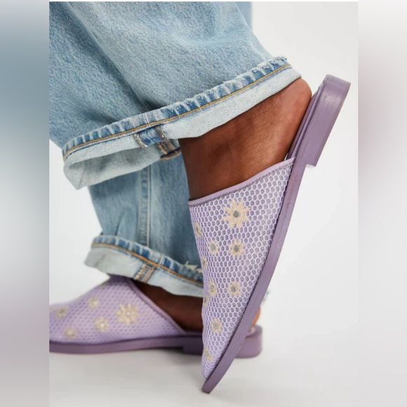 Free People Shoes - Free People Becky Daisy Mules in Stormy Lavender